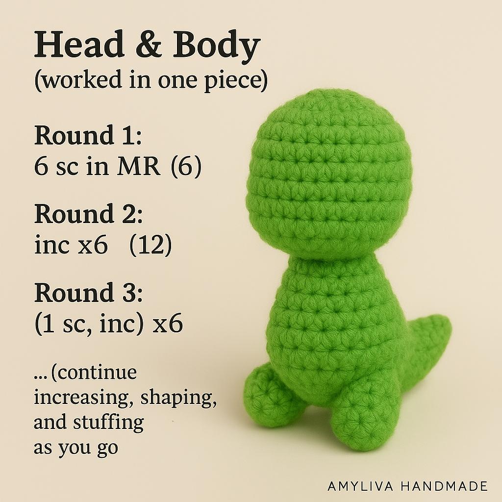 🦖 *Your tiny dino is taking shape!* The sturdy base and rounded body create the perfect foundation. Just a few more stitches, and it’ll be ready for assembly!
✨ Start crafting today!
#amigurumi #crochetdinosaur #freecrochetpattern #handmadegift #amyliva #crochetassembly
