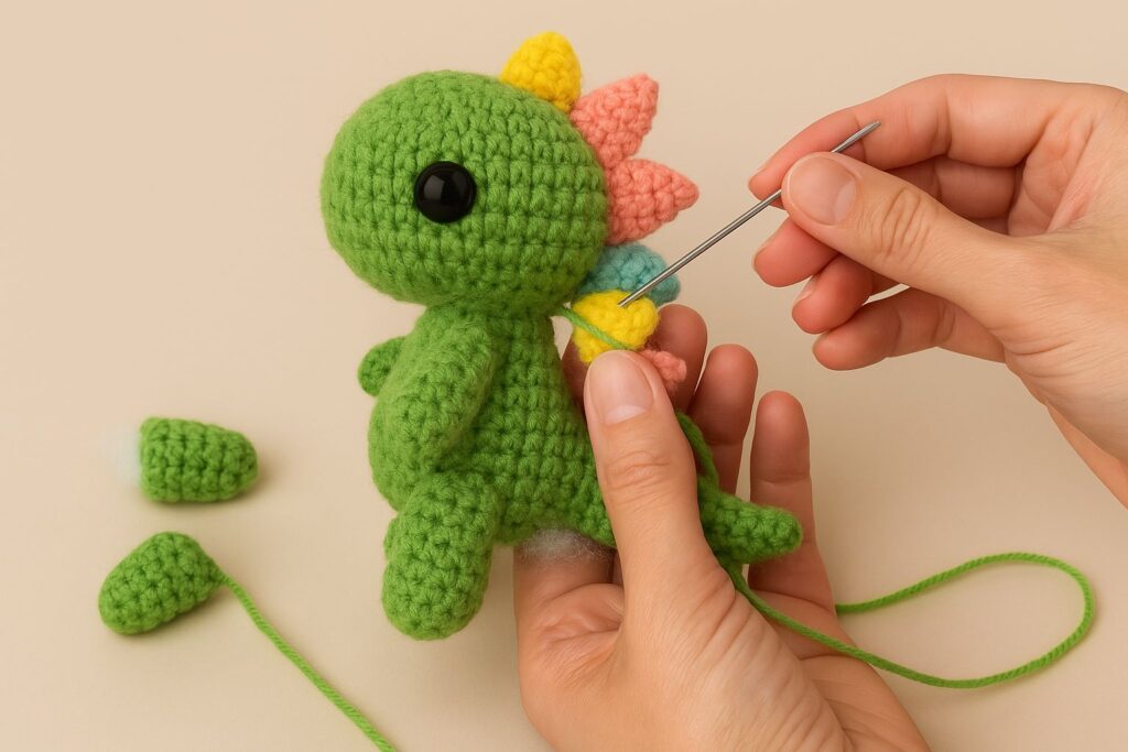 🦖 *Bringing it all together—your dino is almost complete!* With the legs, tail, and spikes stitched in place, the final touches bring this amigurumi to life. Secure each piece with care, shaping it to perfection!
✨ Watch your handmade dino take form!
#amigurumi #crochetdinosaur #freecrochetpattern #handmadegift #amyliva #crochetassembly