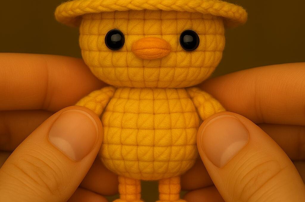 Handmade *chick* amigurumi! 🐥 Crocheted with soft yellow cotton yarn and a 2 mm hook, this adorable chick stands approximately 8 cm tall. Crafted in one seamless piece for a perfect shape, it features tiny wings and cute black eyes, adding a cheerful touch to any space. The detailed pattern is beginner-friendly and easy to follow, making it a delightful project for all skill levels. 100% handmade with love! 🧶