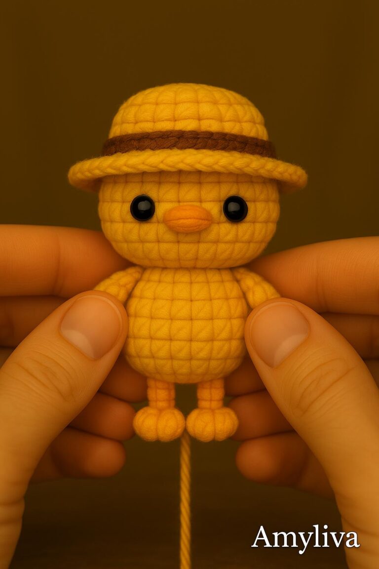 Handmade *chick* amigurumi! 🐥 Crocheted with soft yellow cotton yarn and a 2 mm hook, this adorable chick stands approximately 8 cm tall. Crafted in one seamless piece for a perfect shape, it features tiny wings and cute black eyes, adding a cheerful touch to any space. The detailed pattern is beginner-friendly and easy to follow, making it a delightful project for all skill levels. 100% handmade with love! 🧶