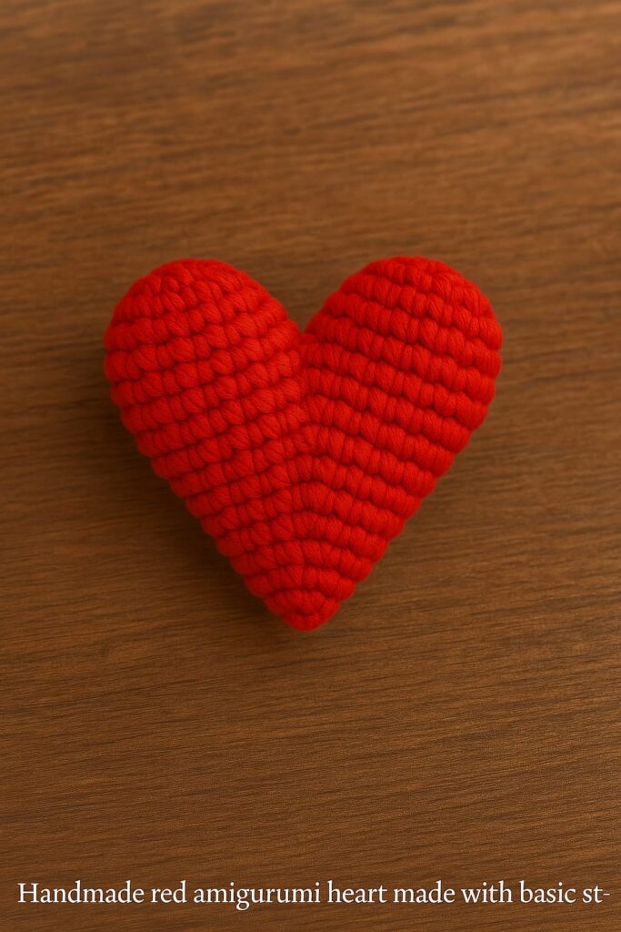 Finished crochet hearts in different colors and sizes