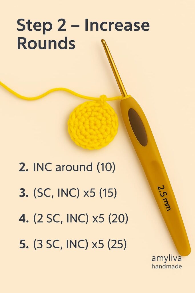 A smooth, symmetrical crochet star base shaped through gradual increases