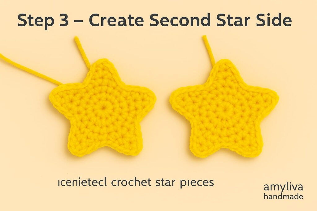 Two neatly crocheted star-shaped pieces, ready to be joined into a soft and seamless amigurumi star